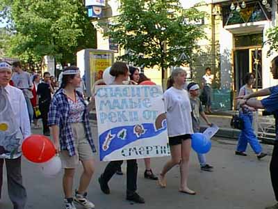 Action at the central street 'Let's Clean Small Rivers!'